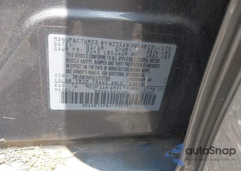 2018 Nissan Sentra S/Sv/Sr/Sl from USA, damaged, VIN 3N1AB7AP8JY252589